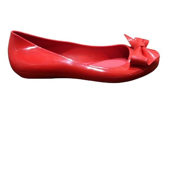 Mel by Melissa Red Bow Flats Size 7 - Picture 2 of 8